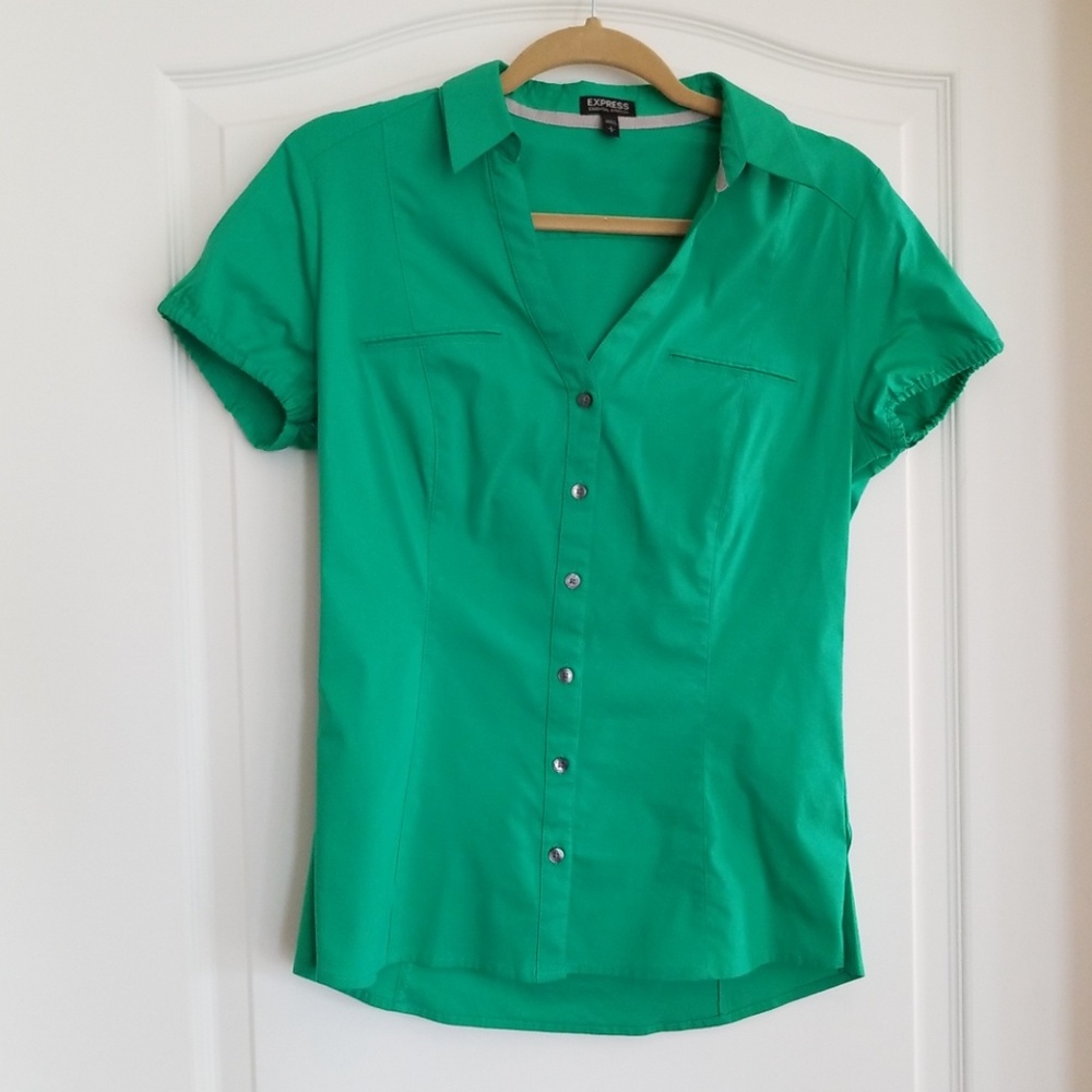 Teal button up blouse